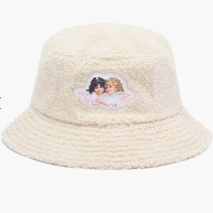 FIORUCCI Angels Sherpa Shearling Teddy Faux Fur Bucket Cream Hat